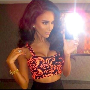 Lust Crop Top - Black&Orange - M size (cups C-D)